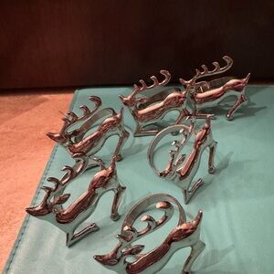 6 Silver Reindeer Napkin Rings